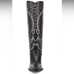 Dingo Black Embellished Western inspired Knee-High leather . Cowboy Boos